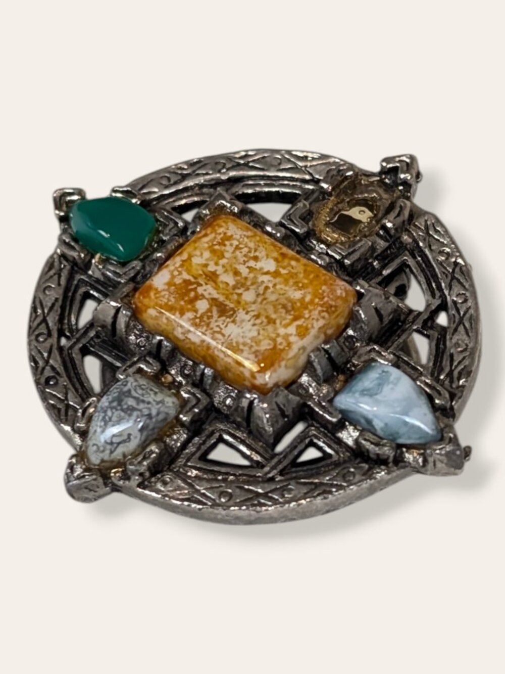 Vintage Celtic Glass Stone Dress Clip - Picture 2 of 6